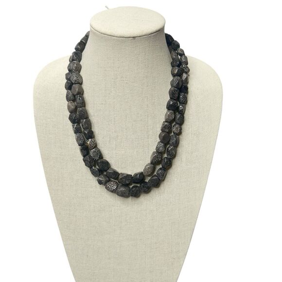 Jay King Mine Finds DTR Bryozoan Fossil Double Strand Necklace 20"-22” Box & Bag - Picture 3 of 11